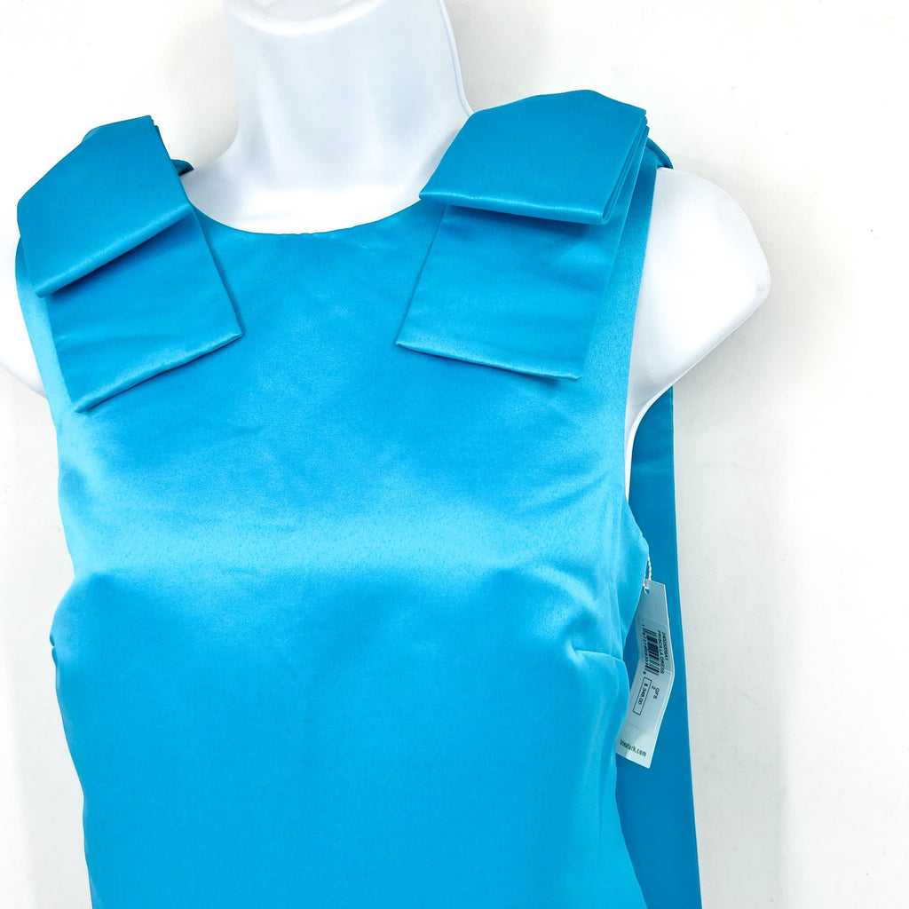 Trina Turk Womens Priscilla Shift Dress Size 2 Blue Satin Sleeveless NWT