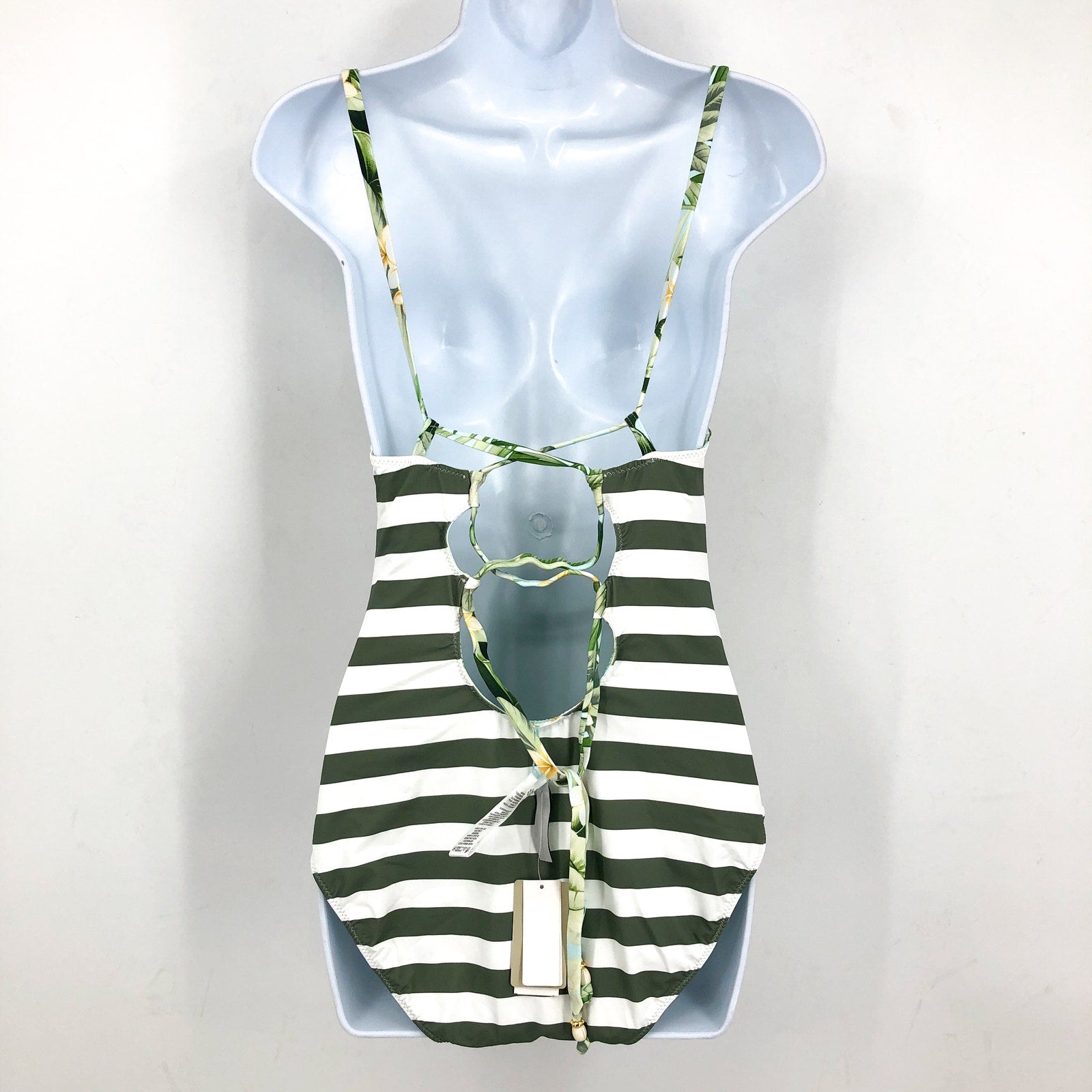 TOMMY BAHAMA Paradise Frond Reversible One-Piece Swimsuit Size 4 Green White NWT