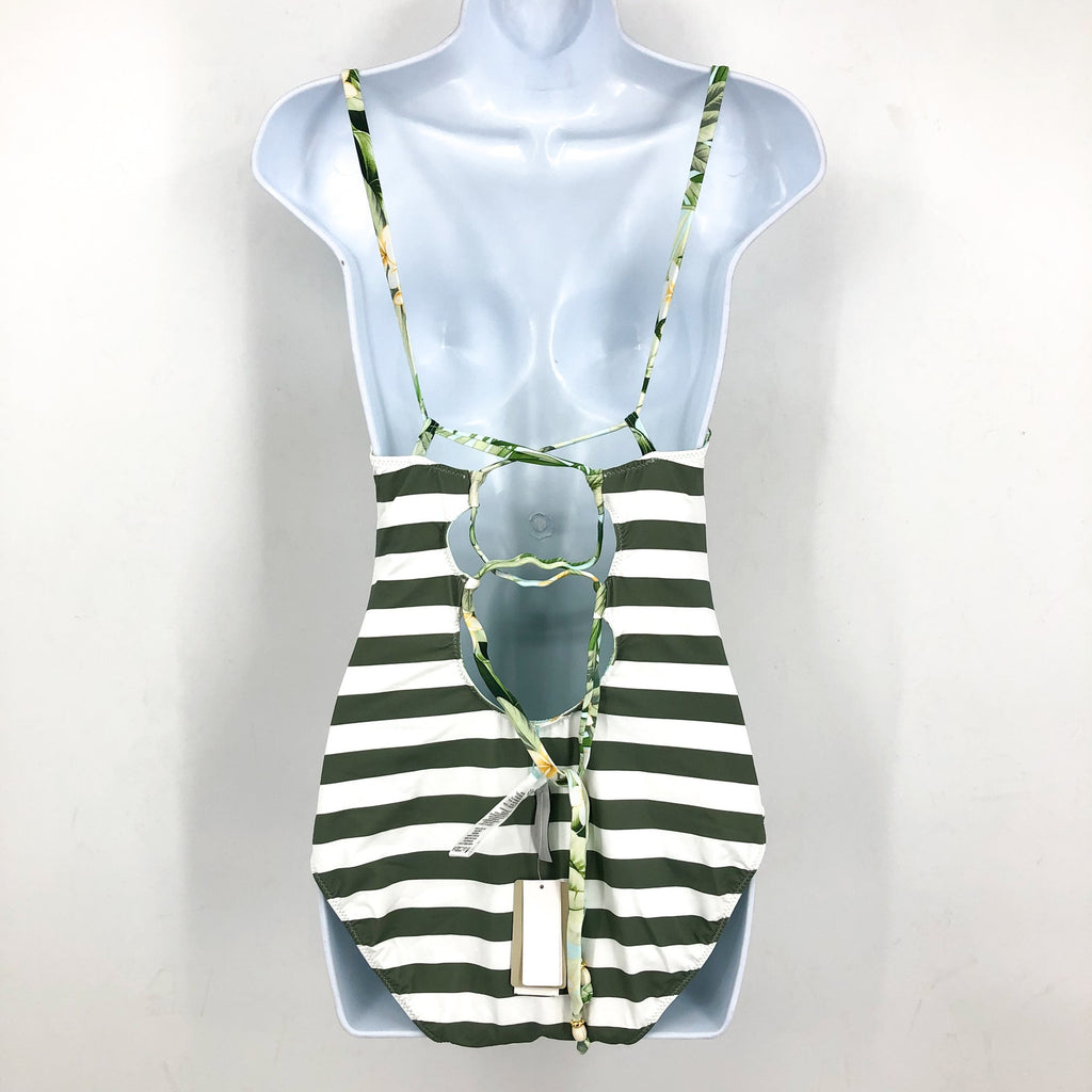 TOMMY BAHAMA Paradise Frond Reversible One-Piece Swimsuit Size 4 Green White NWT