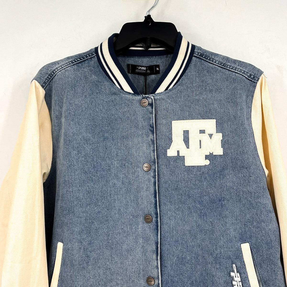 PRO STANDARD Men's Texas A&M Denim Varsity Jacket XL Blue Long Sleeve NWT