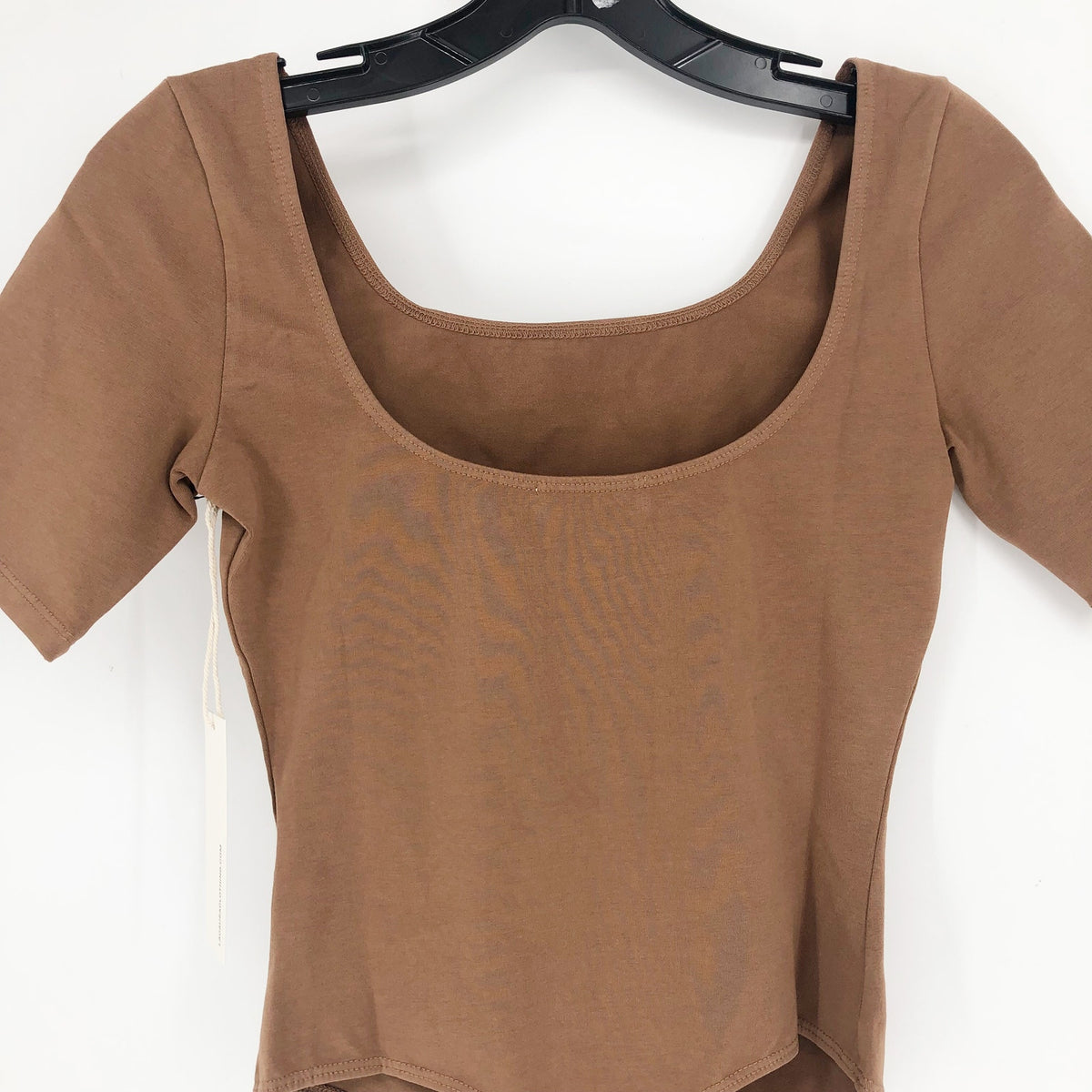 LACAUSA ANTHROPOLOGIE Womens Dawn Bodysuit Large Mocha Brown Short Sleeve NWT