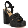 Nine West Womens Vadyn Platform Sandals US 8.5 M Black Heels NWOB