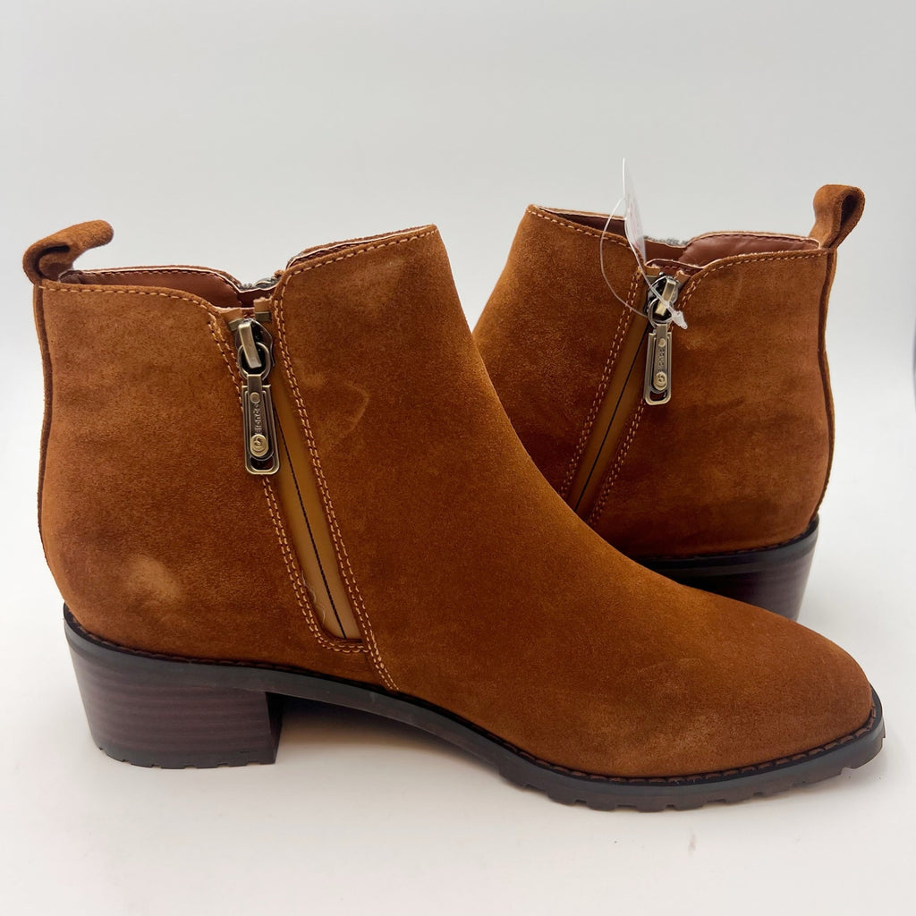 Blondo Womens Samara Ankle Booties Size 8 M Cognac Brown Suede Waterproof NIB