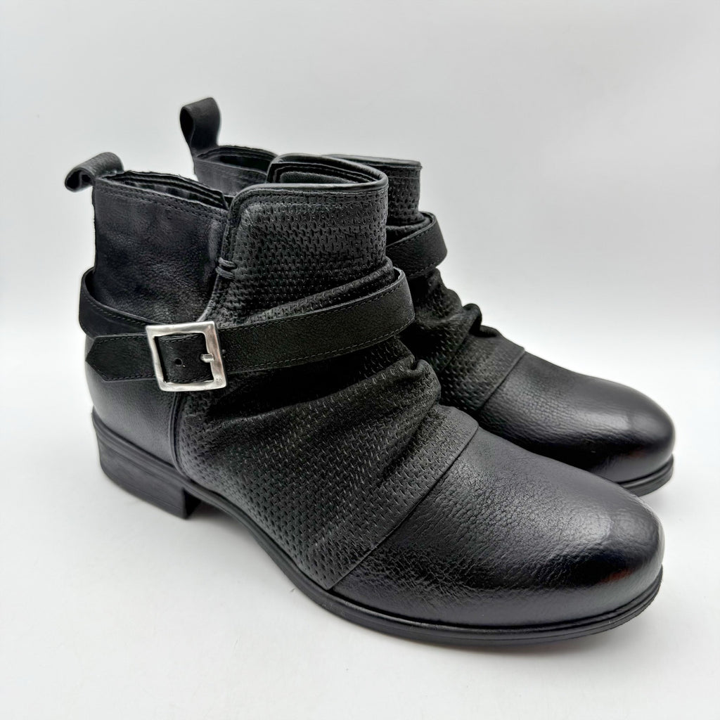 Miz Mooz Womens Suzy Ankle Bootie EU 39 US 8.5-9 Black Leather Boots NIB