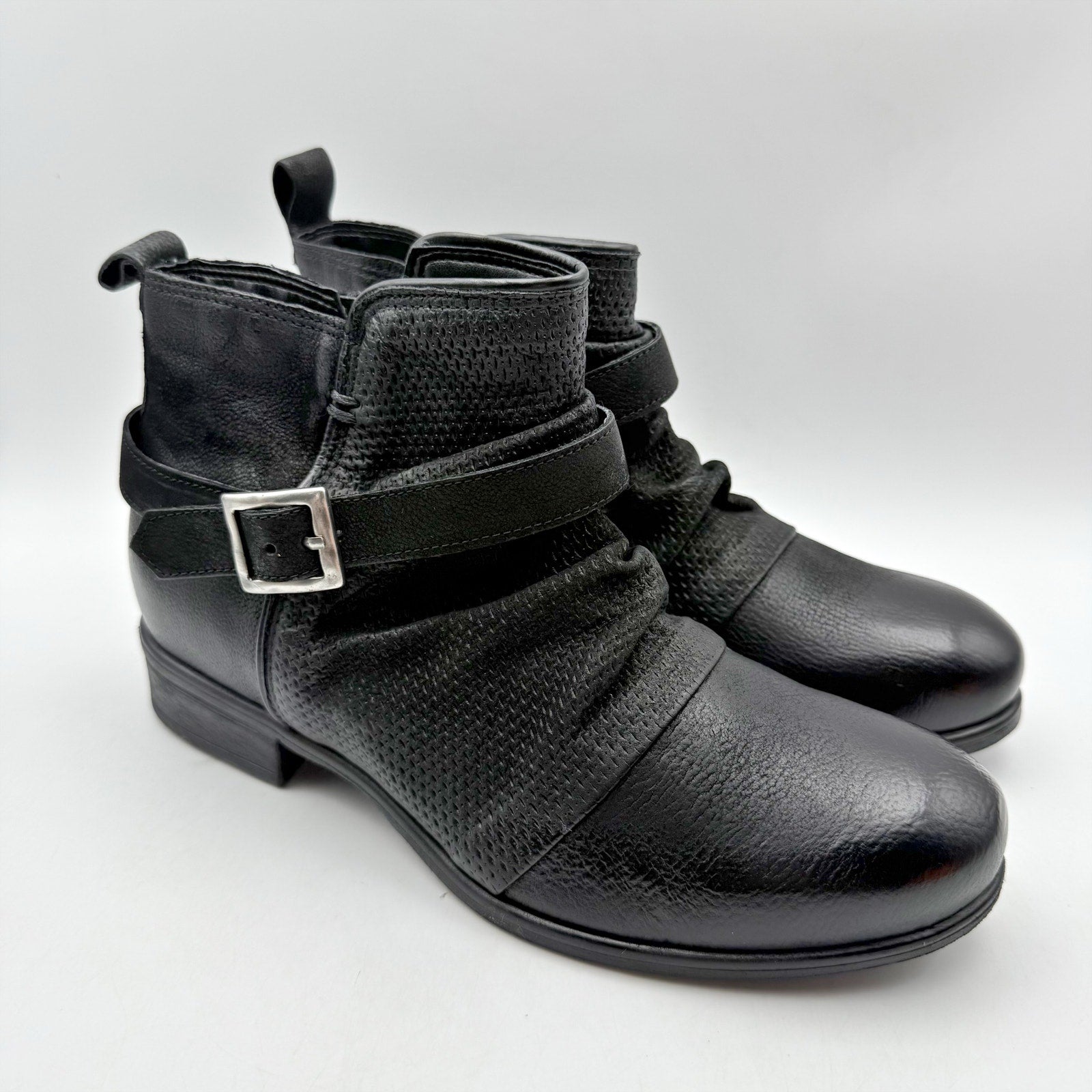 Miz Mooz Womens Suzy Ankle Bootie EU 39 US 8.5-9 Black Leather Boots NIB