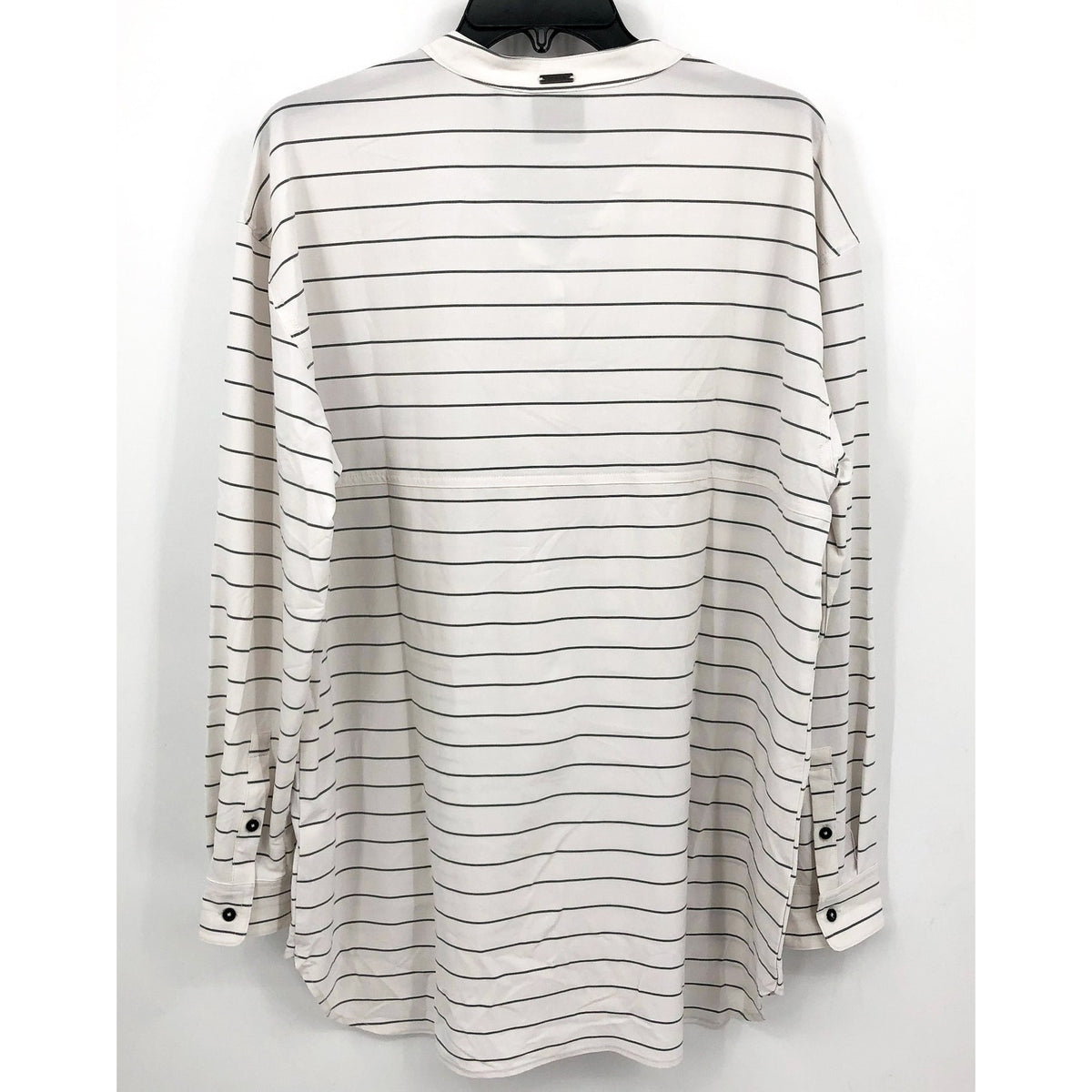 PRANA Womens Railay Tunic Top XL White Stripe Long Sleeve Button Up UPF 50+ NWT