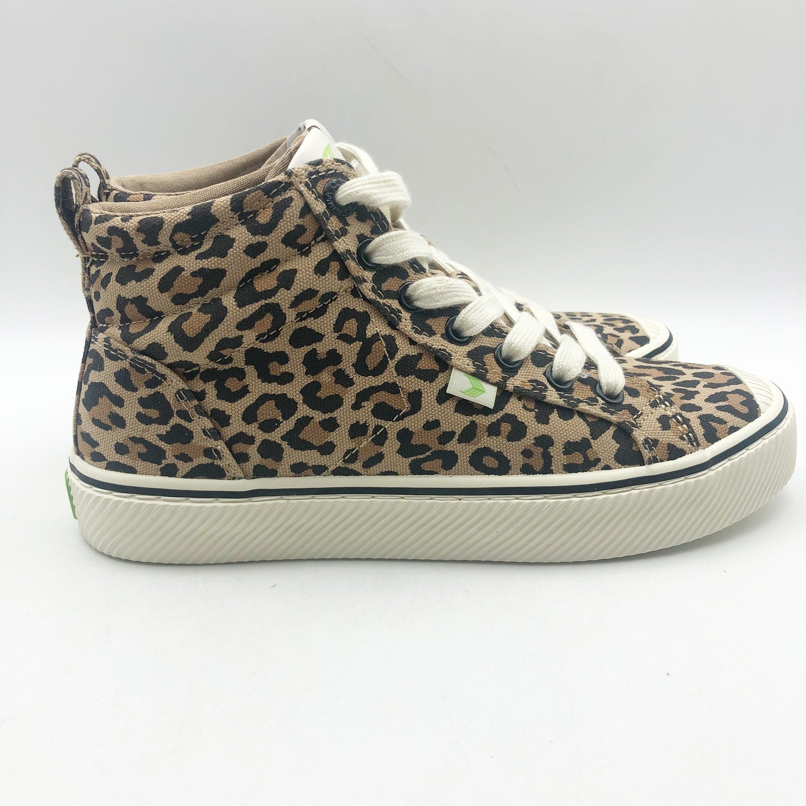 Cariuma Women's OCA High Stripe Sneaker Size 8.5 Tan Brown Leopard Canvas NIB