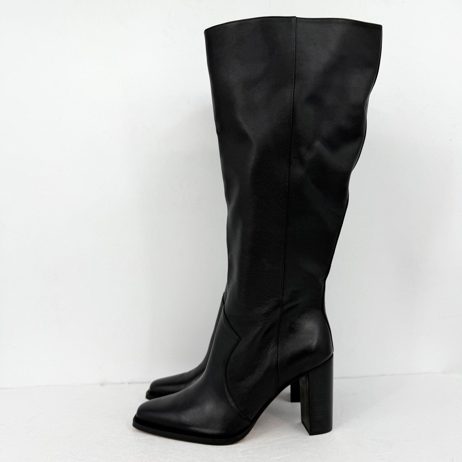 Vince Camuto Womens Lecheya Knee High Boot US 11 M Wide Calf Black Leather NWOB