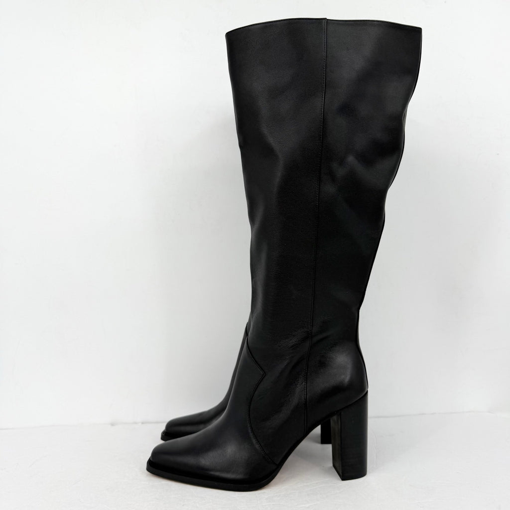 Vince Camuto Womens Lecheya Knee High Boot US 11 M Wide Calf Black Leather NWOB