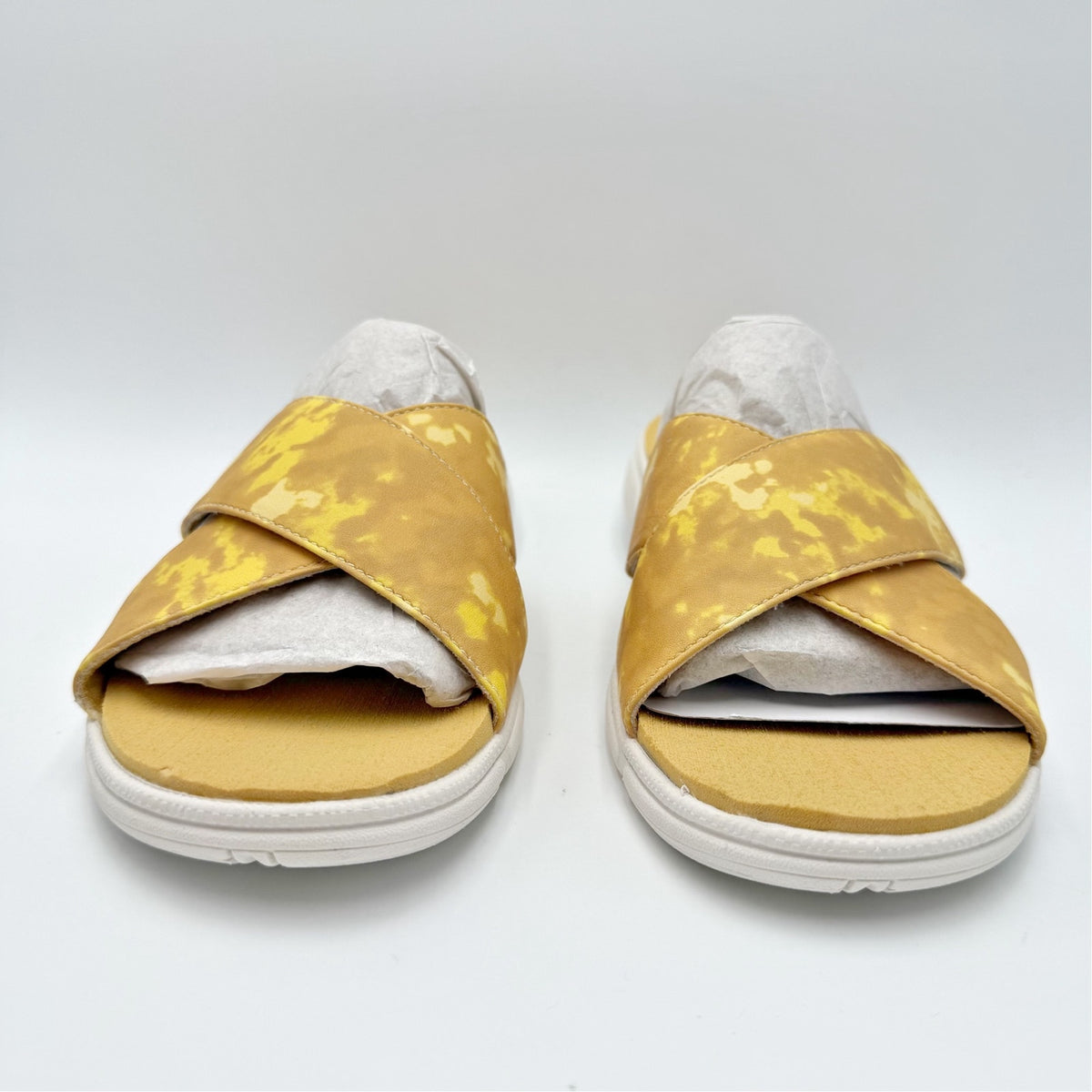 Ryka Womens Malin Slide Sandals Size 9 M EU 39 Yellow Print Comfort NIB