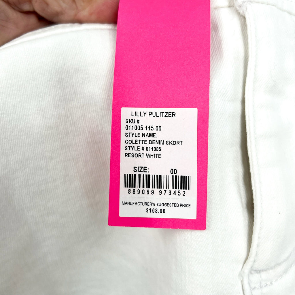 LILLY PULITZER Womens Colette Denim Skort Size 00 Resort White Stretch NWT
