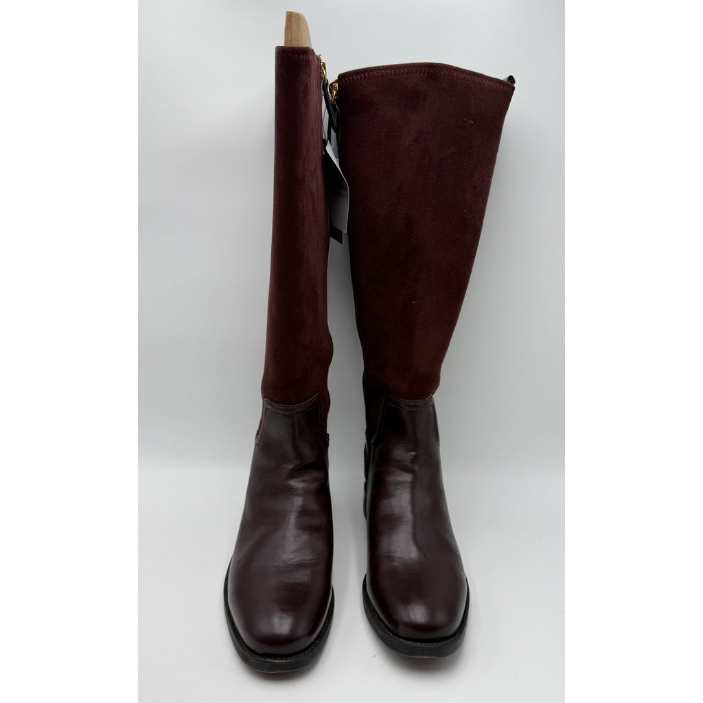 Franco Sarto Womens Merina Knee High Boots US 10 M WIDE CALF Burgundy Brown NWOB