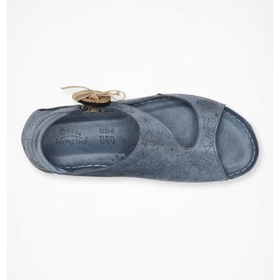 Spring Step Womens Lorelle Sandals EU 39 US 8.5-9 Blue Floral Leather Flats NIB