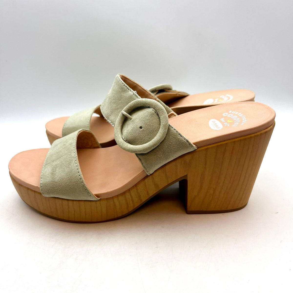 DR. SCHOLL'S Bayside Comfort Platform Sandals Size 11 Pistachio Green NWOB