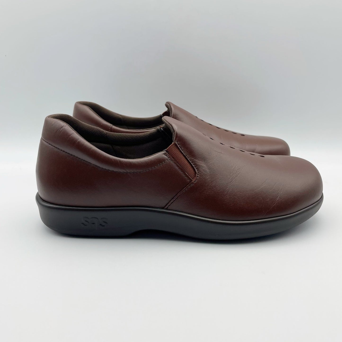 SAS Women's Viva Slip On Comfort Loafer US 7.5 WIDE EU 38 Brown Leather