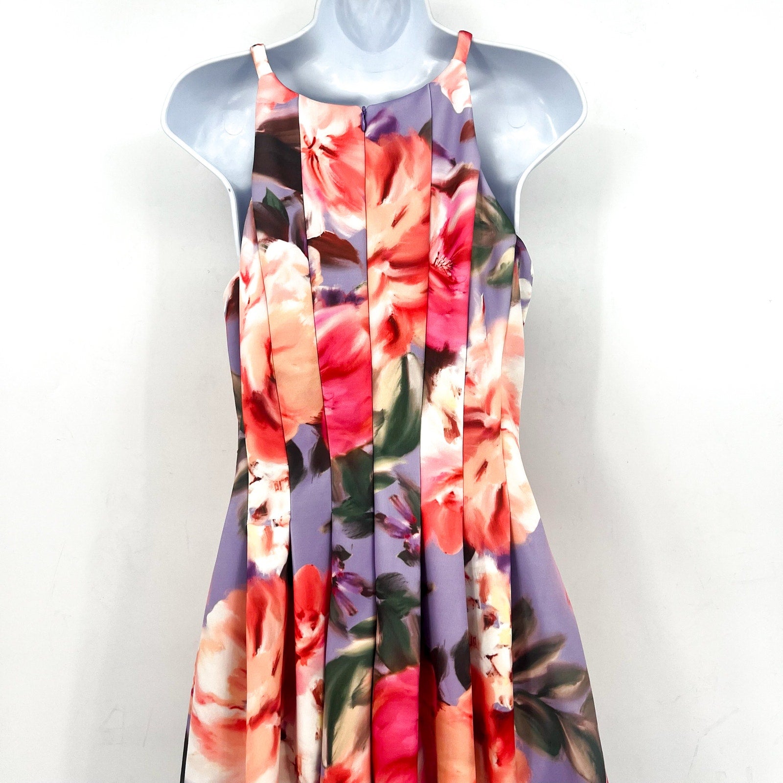 VINCE CAMUTO Women's Scuba Fit & Flare Dress Size 8 Purple Floral Printed NWT