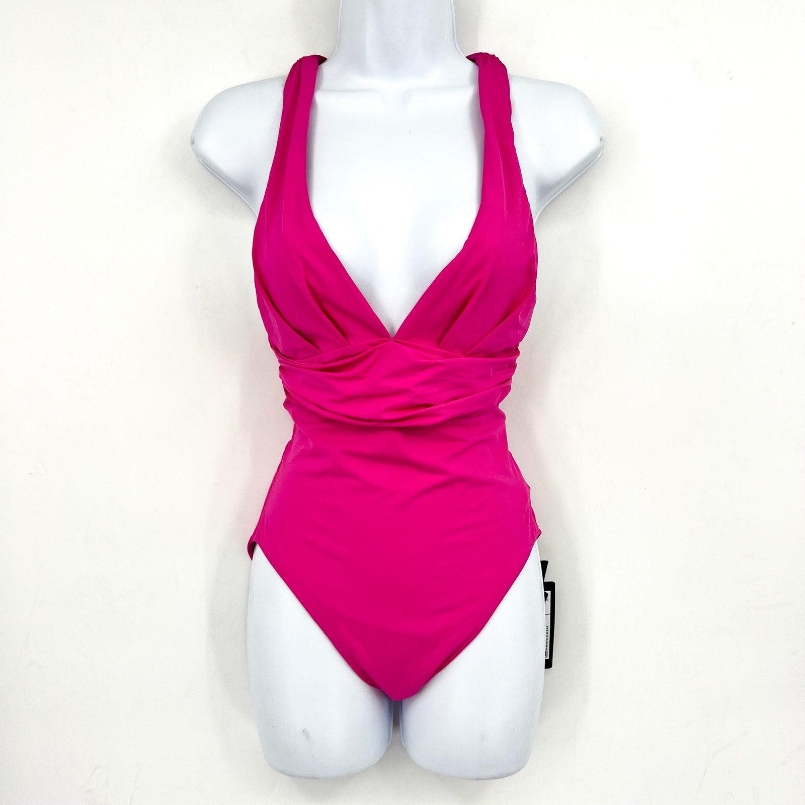 SEAFOLLY COLLECTIVE Cross Back One Piece Size 8 Hot Pink Plunge Neck NWT