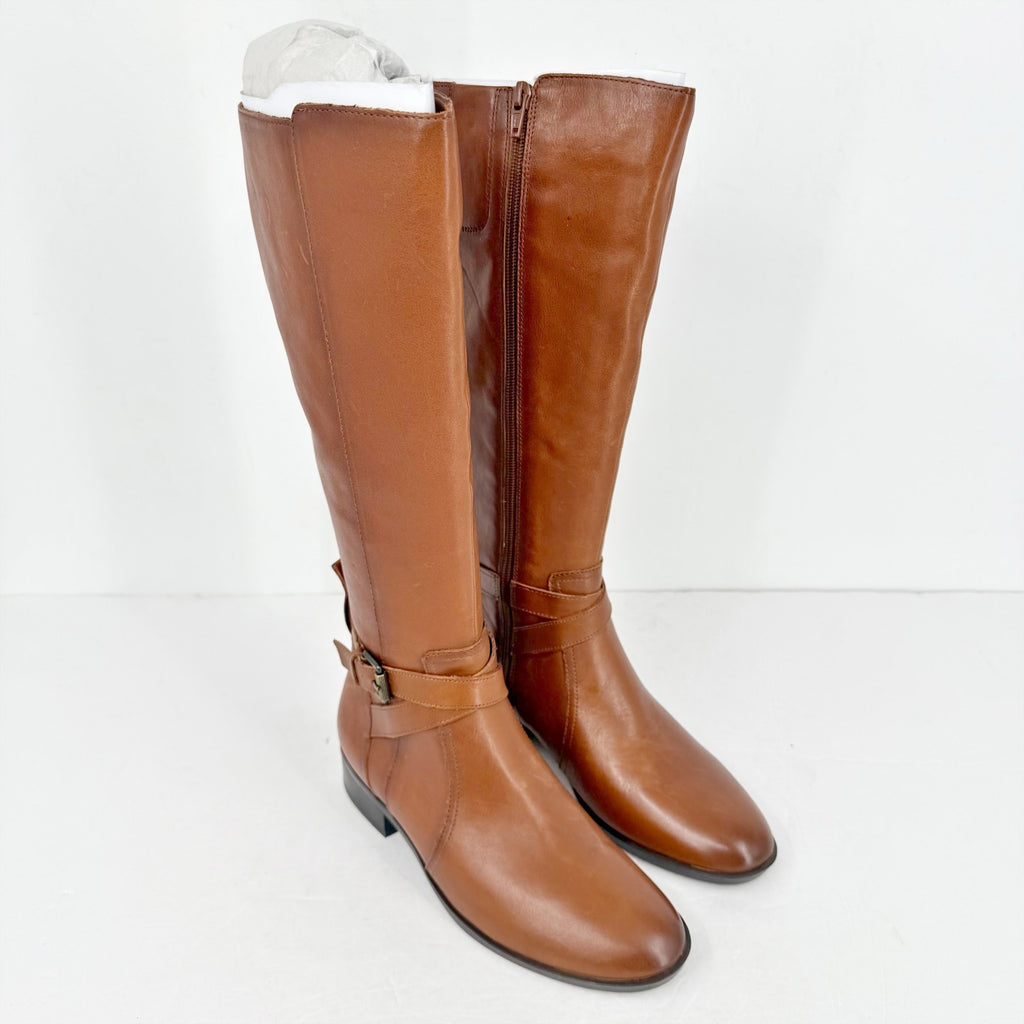 Naturalizer Womens Rena Knee High Boots US 7 Wide EU 37 Brown Leather NIB