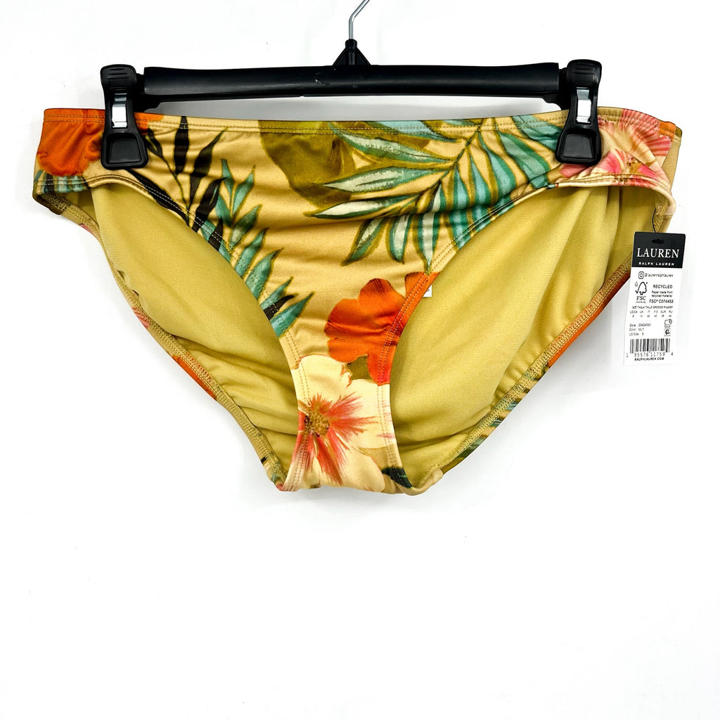 LAUREN RALPH LAUREN Hipster Bikini Bottom Size 10 Gold Island Tropical Print NWT