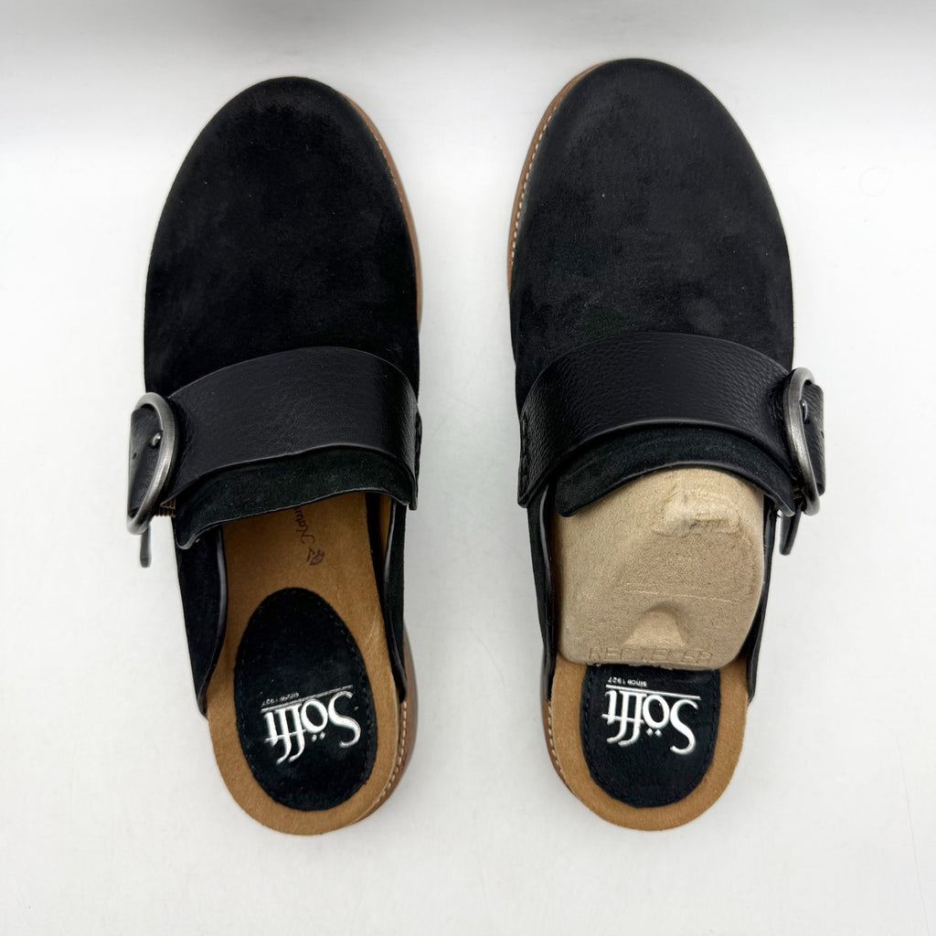 Sofft Womens Billie Clogs Size 9 M EU 40 Black Suede Slip On NWOB