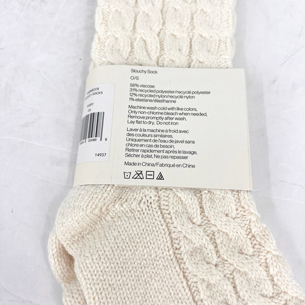 EBERJEY Women's Cozy Slouchy Socks One Size Ivory Short Crew Length NWT