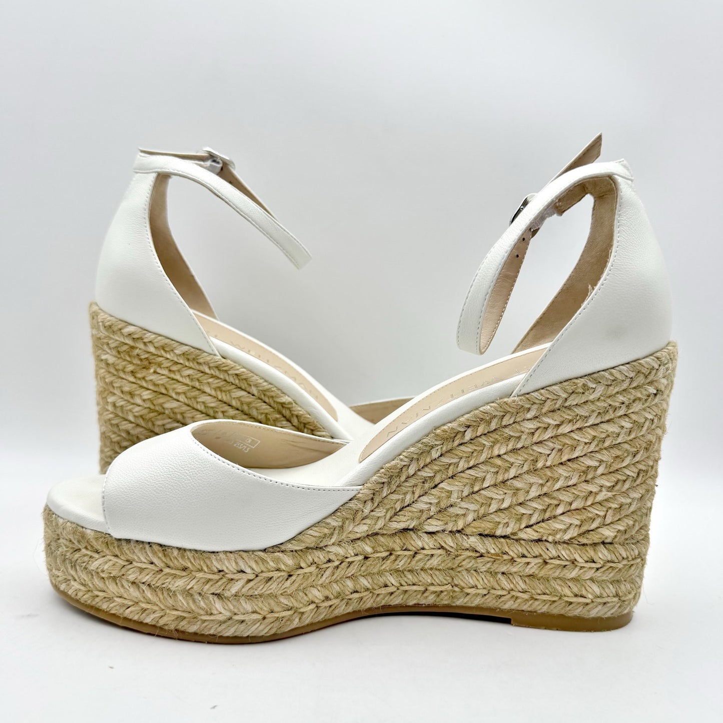 Stuart Weitzman Womens Nudistcurve Espadrille Wedge Sandals US 9 B White NWOB