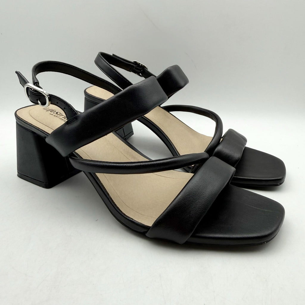 LifeStride Womens Celia Slingback Heeled Sandals US 8.5 Wide Black NWOB