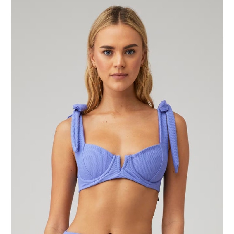 BEACH RIOT Women's Blair Bikini Top Small Periwinkle Purple Tie Shoulder NWT