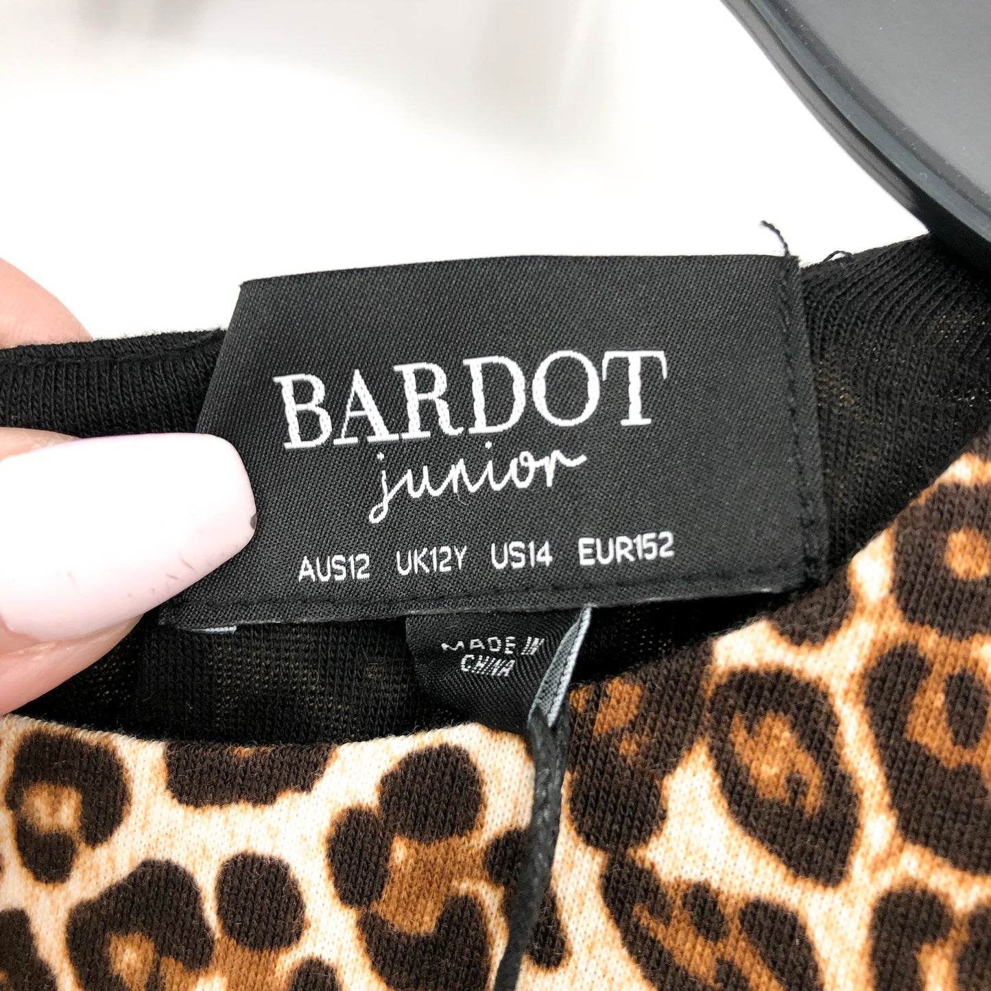 BARDOT JUNIORS Girls Keira Dress Size 14 Brown Leopard Knit Tiered Long Sleeves