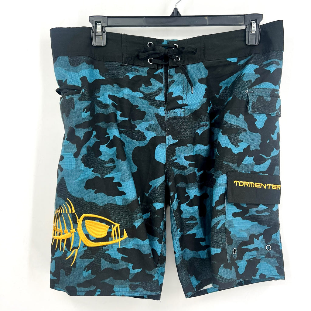 TORMENTER Mens Waterman 5 Pocket Boardshorts Size 36 Blue Camo NWOT