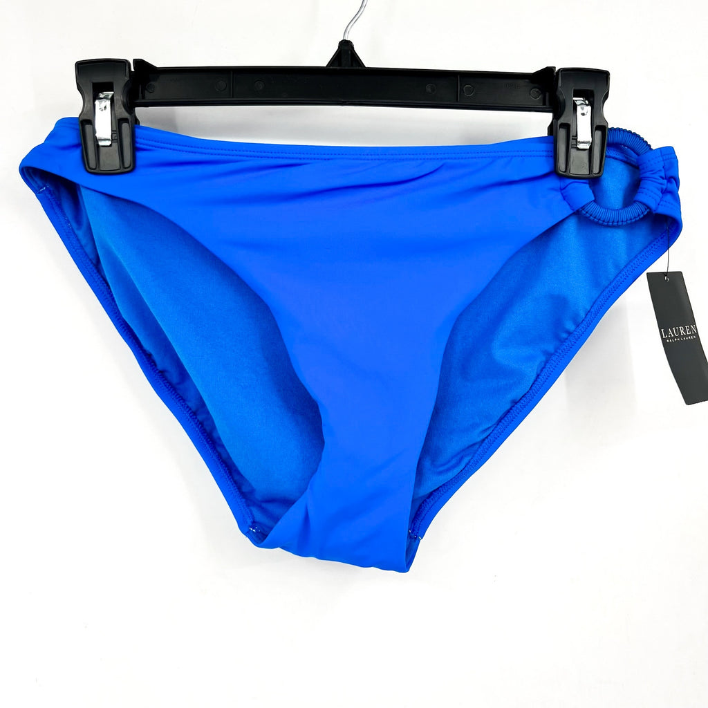LAUREN RALPH LAUREN Macrame-Ring Hipster Bikini Bottoms Size 8 Blue NWT