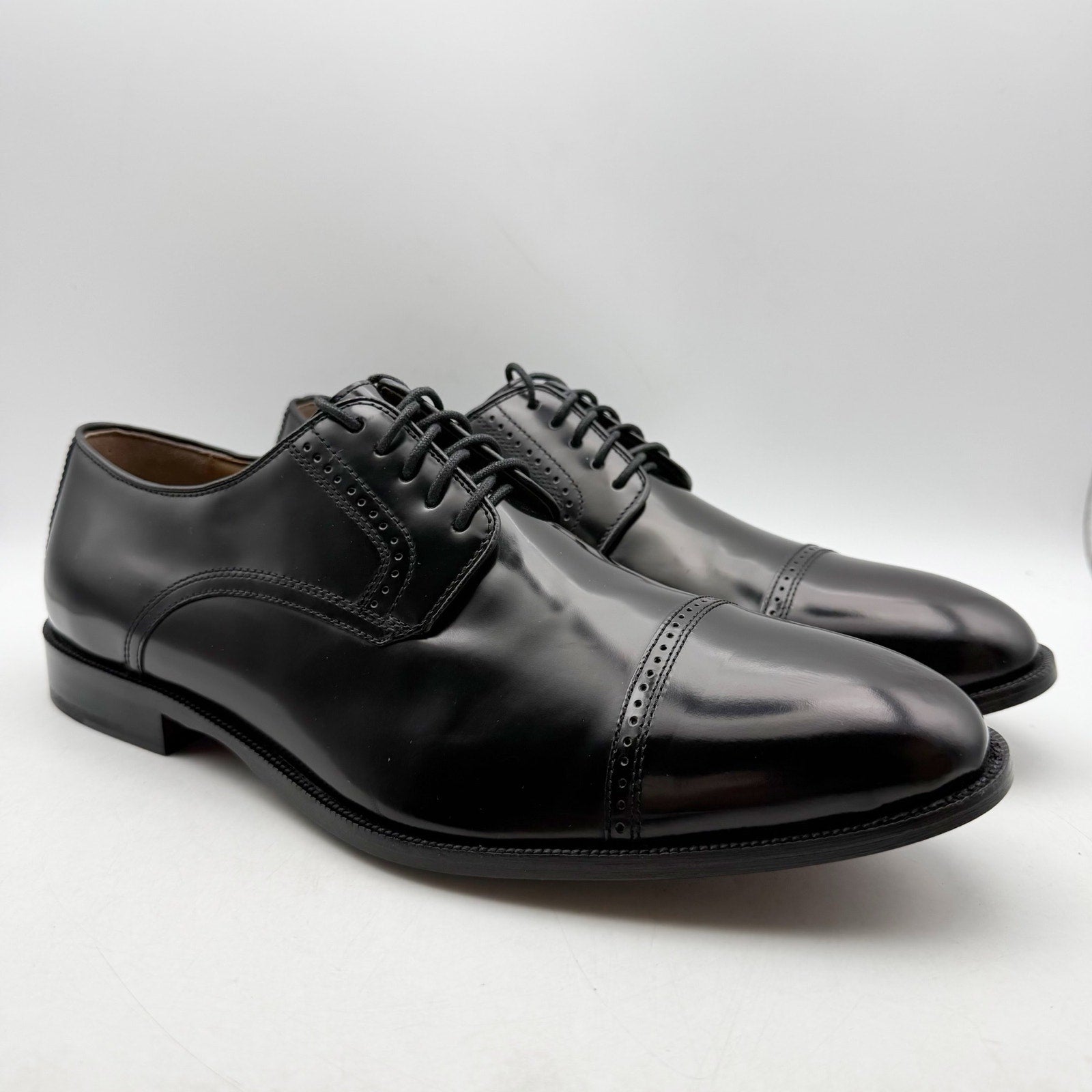 Johnston & Murphy Mens Bradford Oxford Shoes US 13 EEE Black Patent Leather NWOB