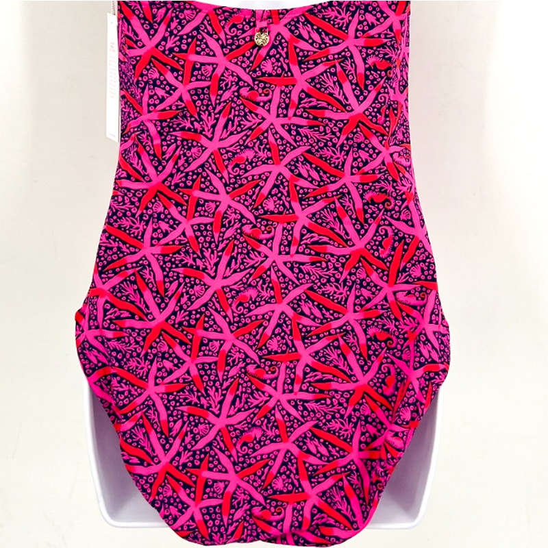 LILLY PULITZER Anneli One Piece Swimsuit Size 0 Pink Star Searching NWT