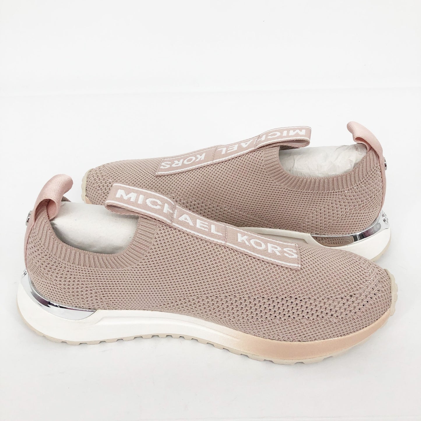 MICHAEL KORS Womens Bodie Mesh Slip-On Sneaker 6 Light Pink Logo Tape NWOB