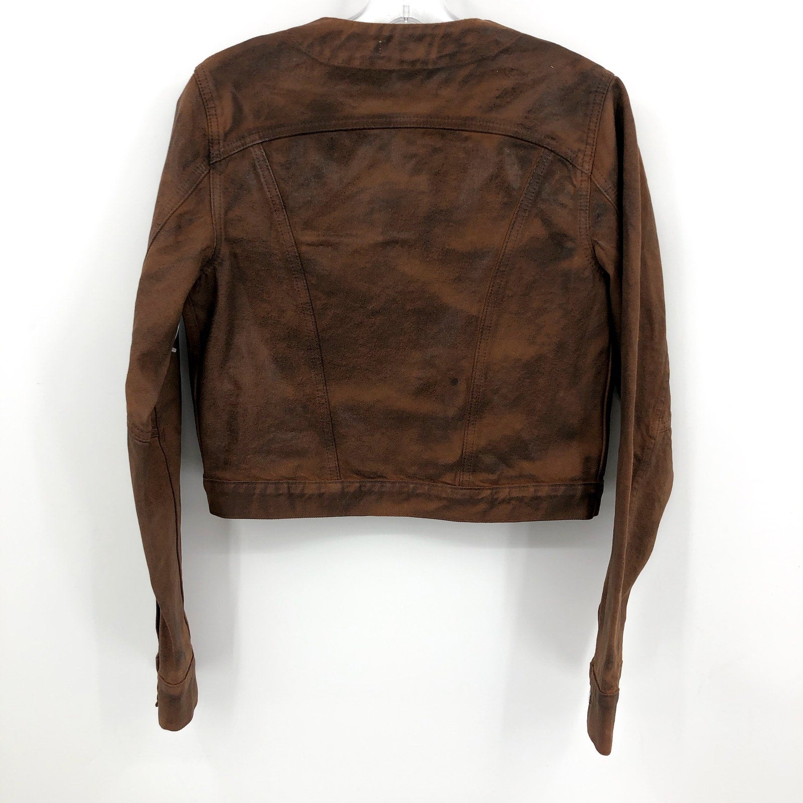 RE/DONE Womens Tailored Seam Jacket Small Brown Leather-Like Coating Crop NWT