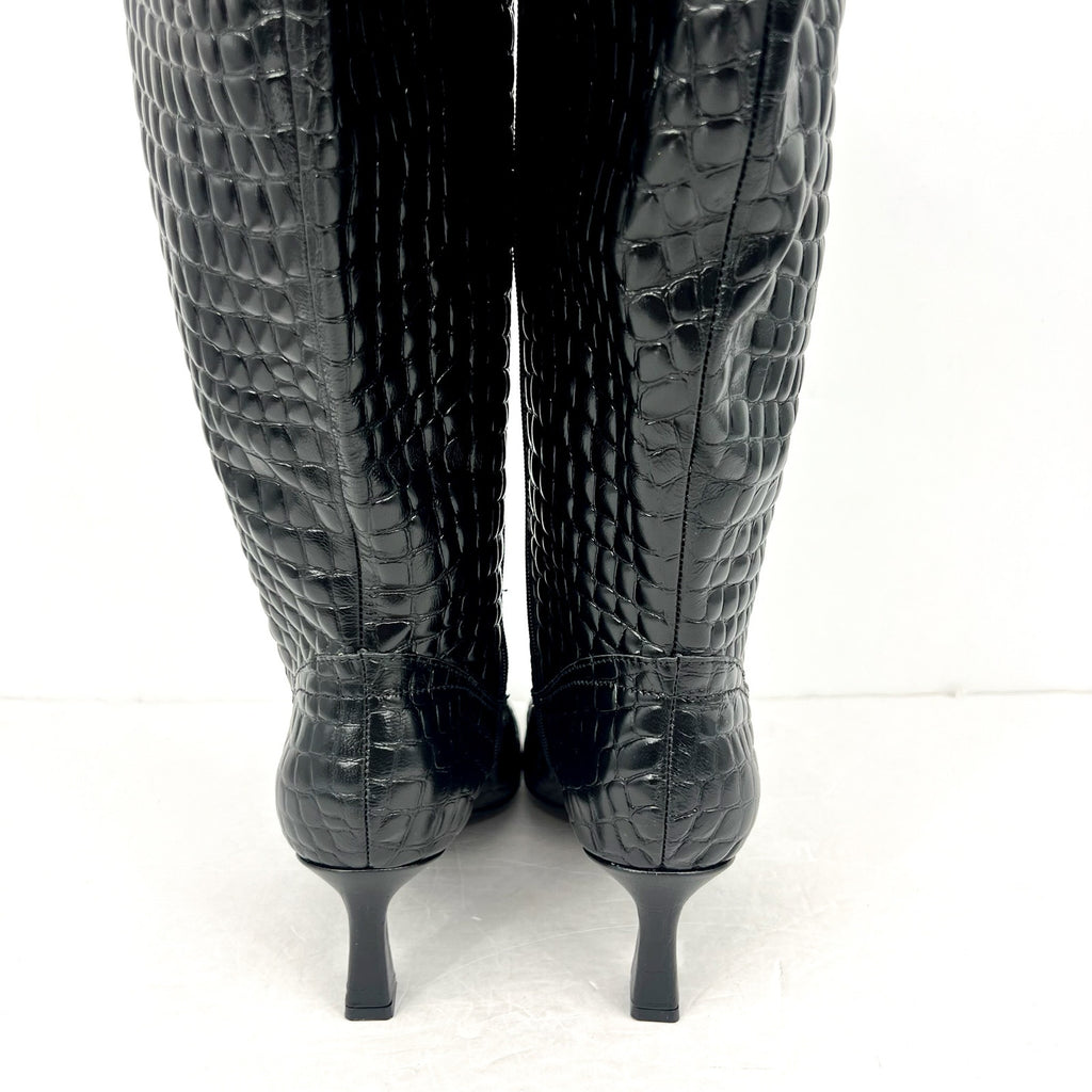 Naturalizer Deesha Knee High Boot US 11 WIDE- EXTRA WIDE CALF Black Croco NWOB