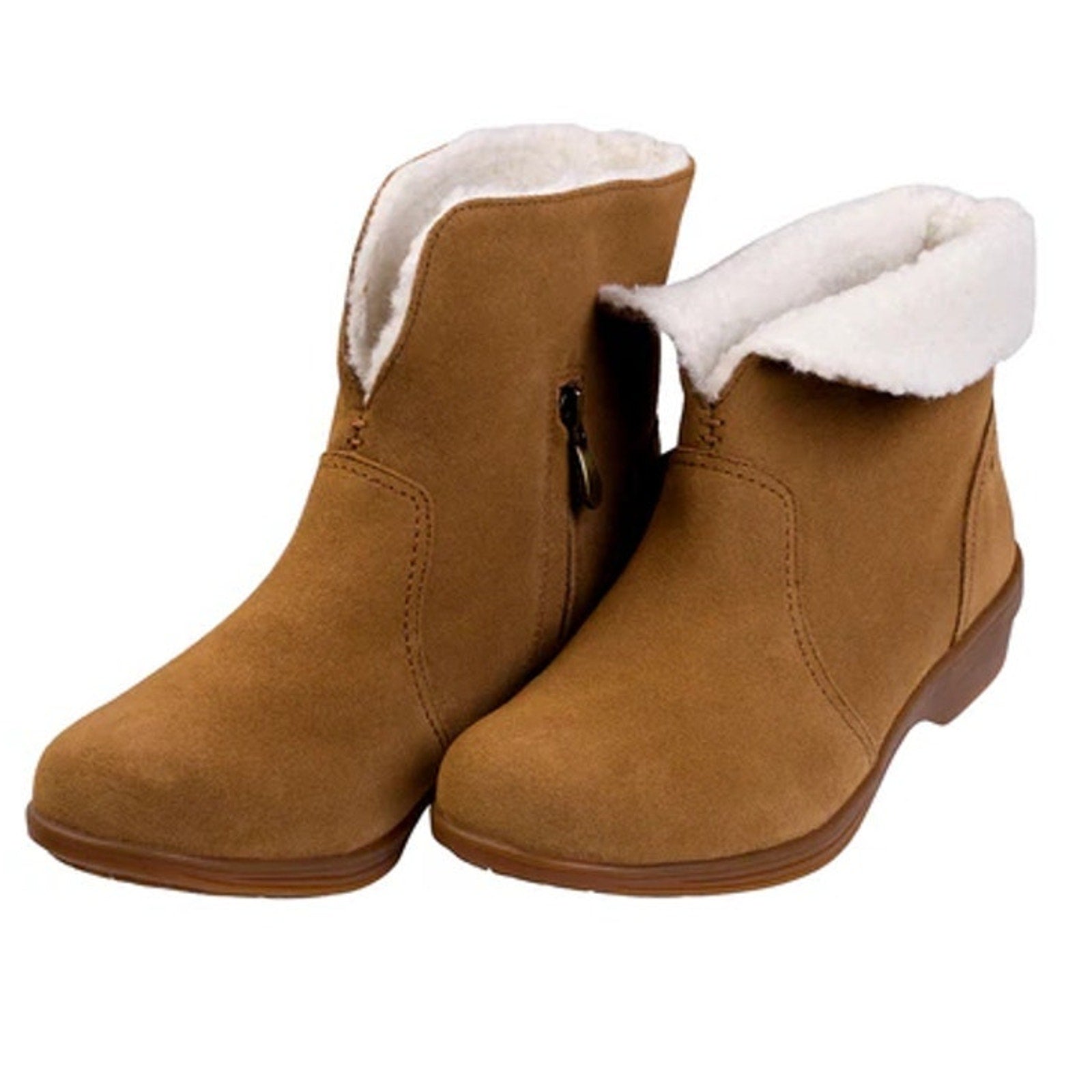 Spenco Womens Sun Valley Ankle Boots US 8 Tan Suede Sherpa Lined NIB