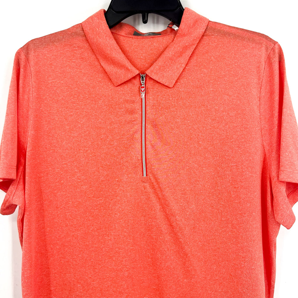 CALLAWAY Womens 1/4 Zip Golf Polo Shirt Small Orange Short Sleeve NWT