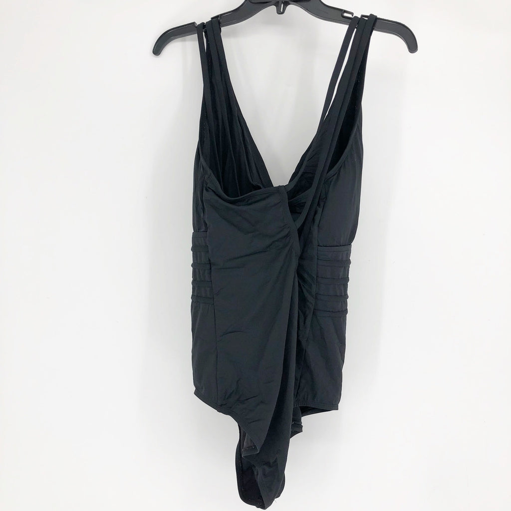 LA BLANCA Island Goddess One Piece Swimsuit 22W Black Multi-Strap Cross-Back