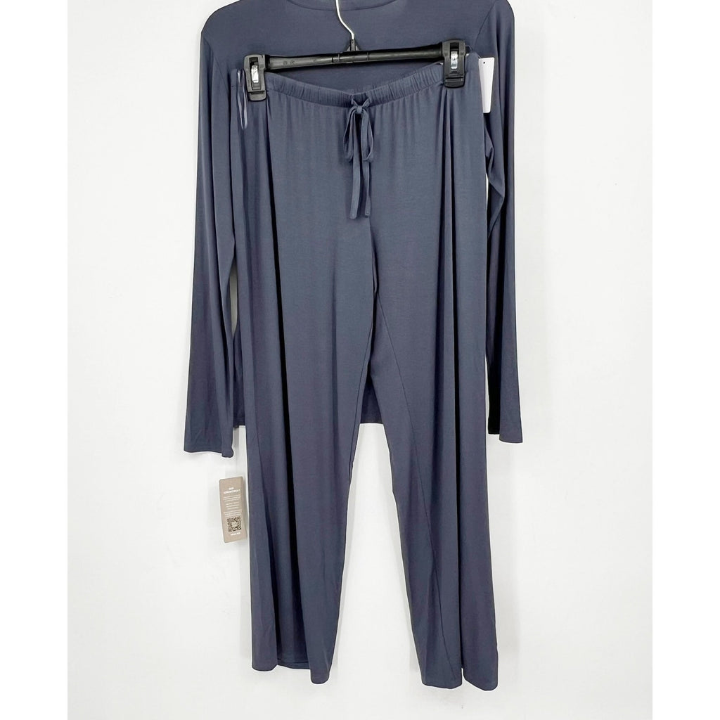 NATORI Women's Feathers Essentials Pajama Set XS Blue Long Sleeve Jersey NWT