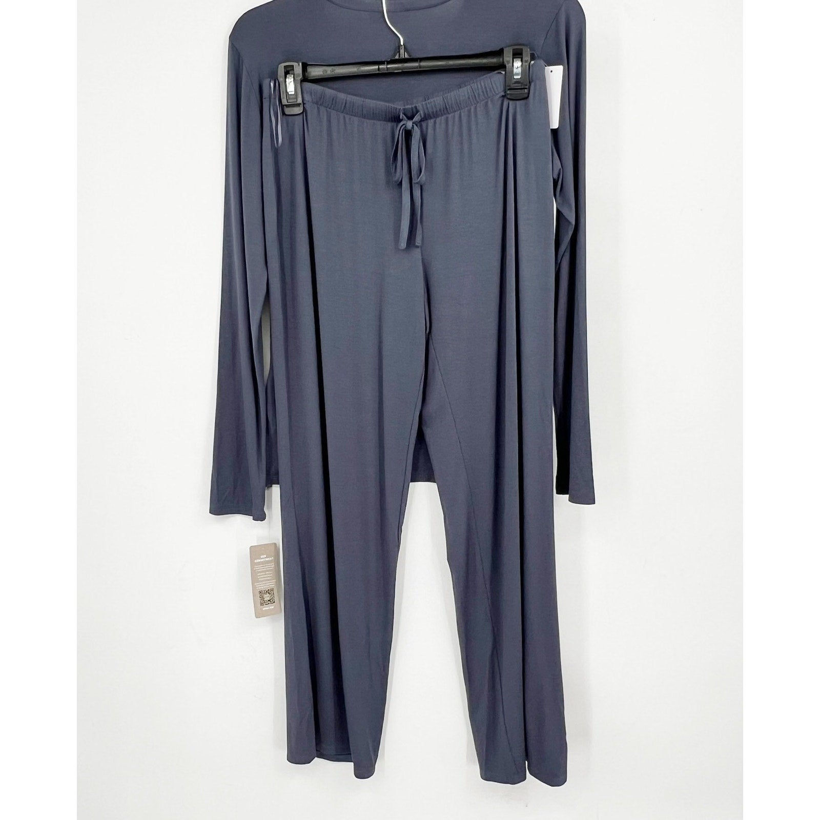 NATORI Women's Feathers Essentials Pajama Set XS Blue Long Sleeve Jersey NWT