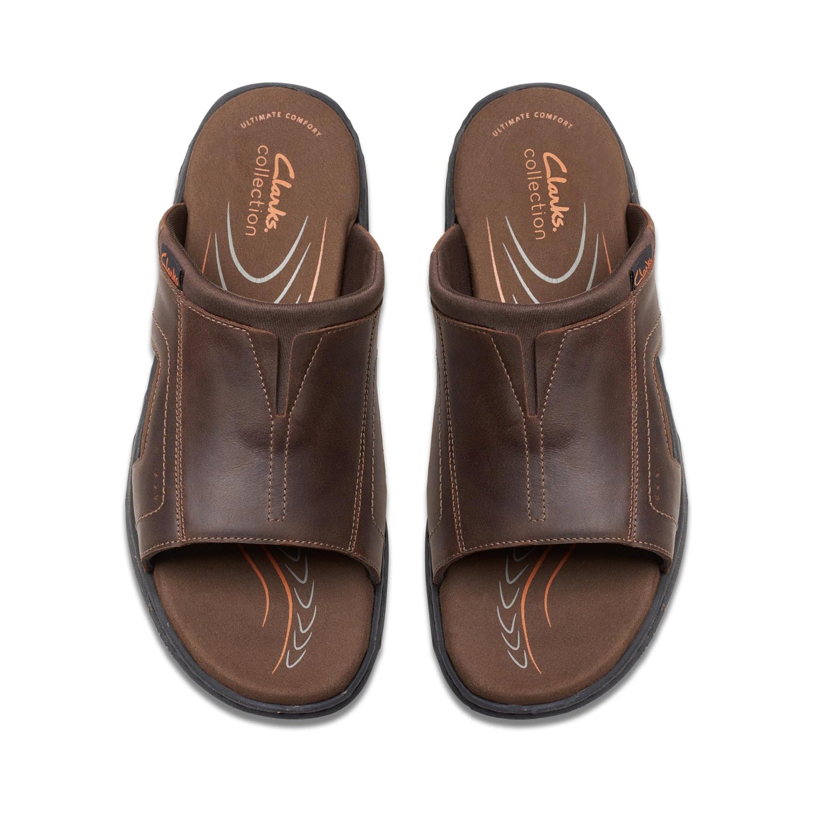 Clarks Mens Walkford Band Sandals US 7 Dark Brown Beeswax Leather Slip On NIB