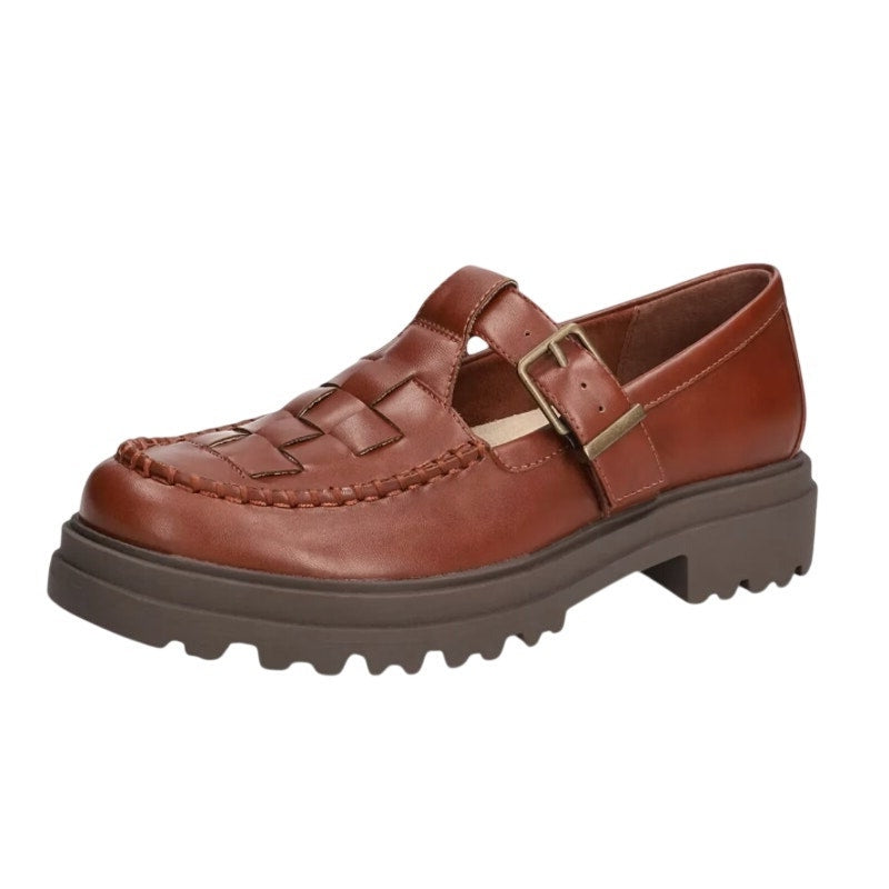 Bella Vita Womens Makell Lug Loafers US 11 WW Dark Tan Mary Jane NIB