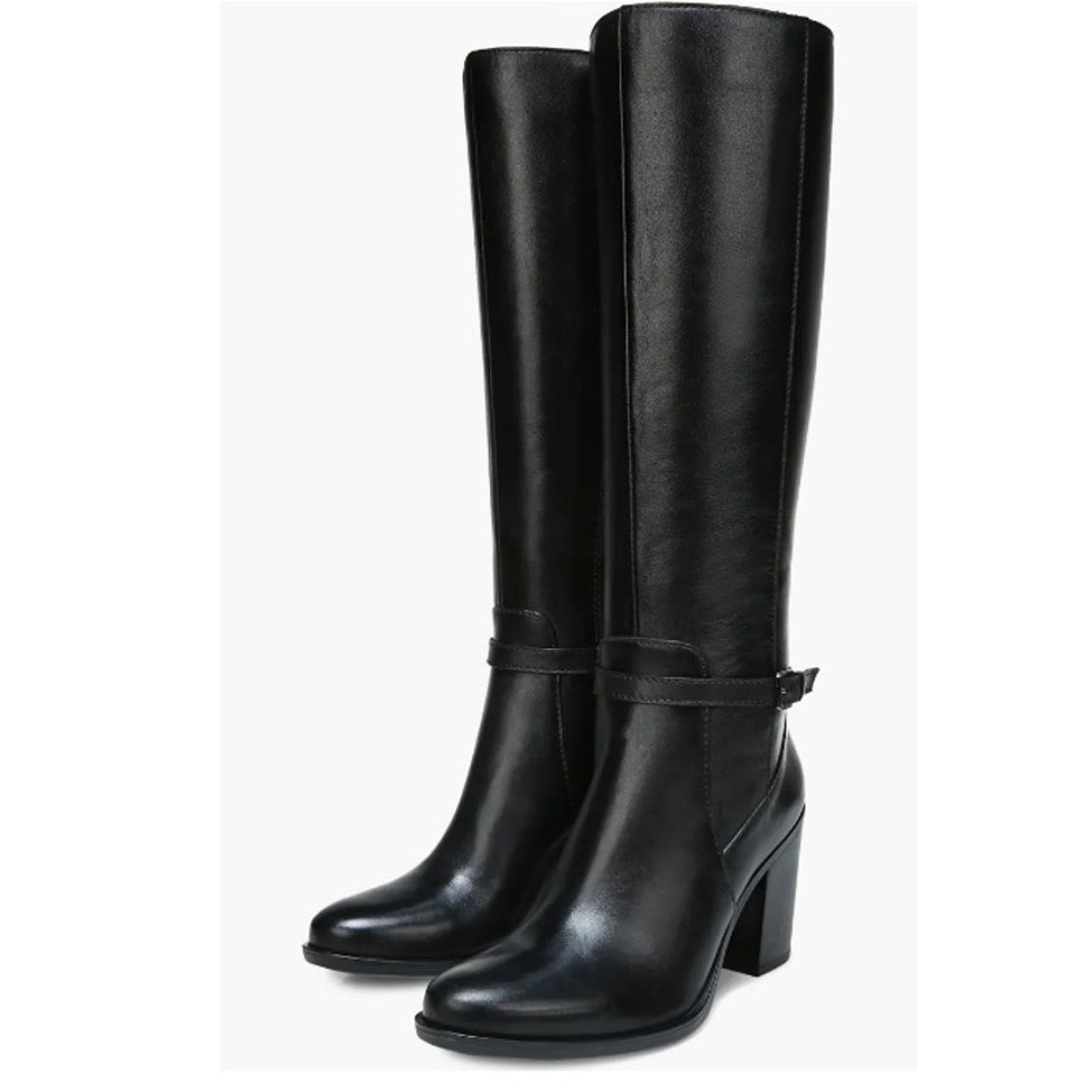NATURALIZER Women's Kalina Boot 7.5 Wide WIDE CALF Black Leather Knee High NWOB