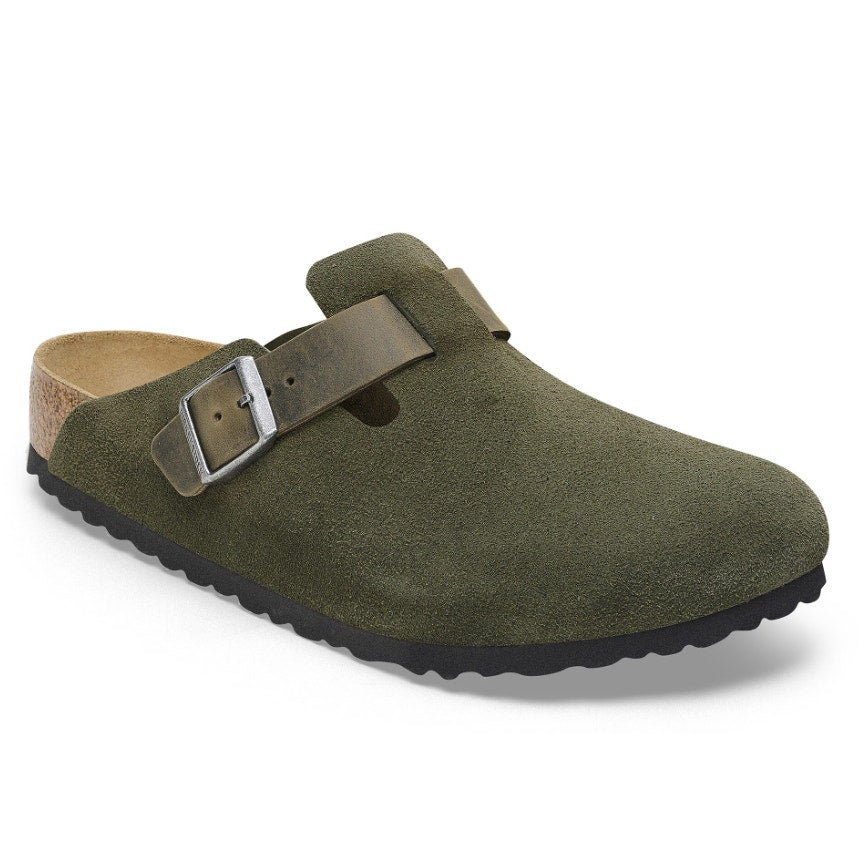 Birkenstock Mens Boston Clogs EU 45 US 12 Green Suede Slip On NWOB