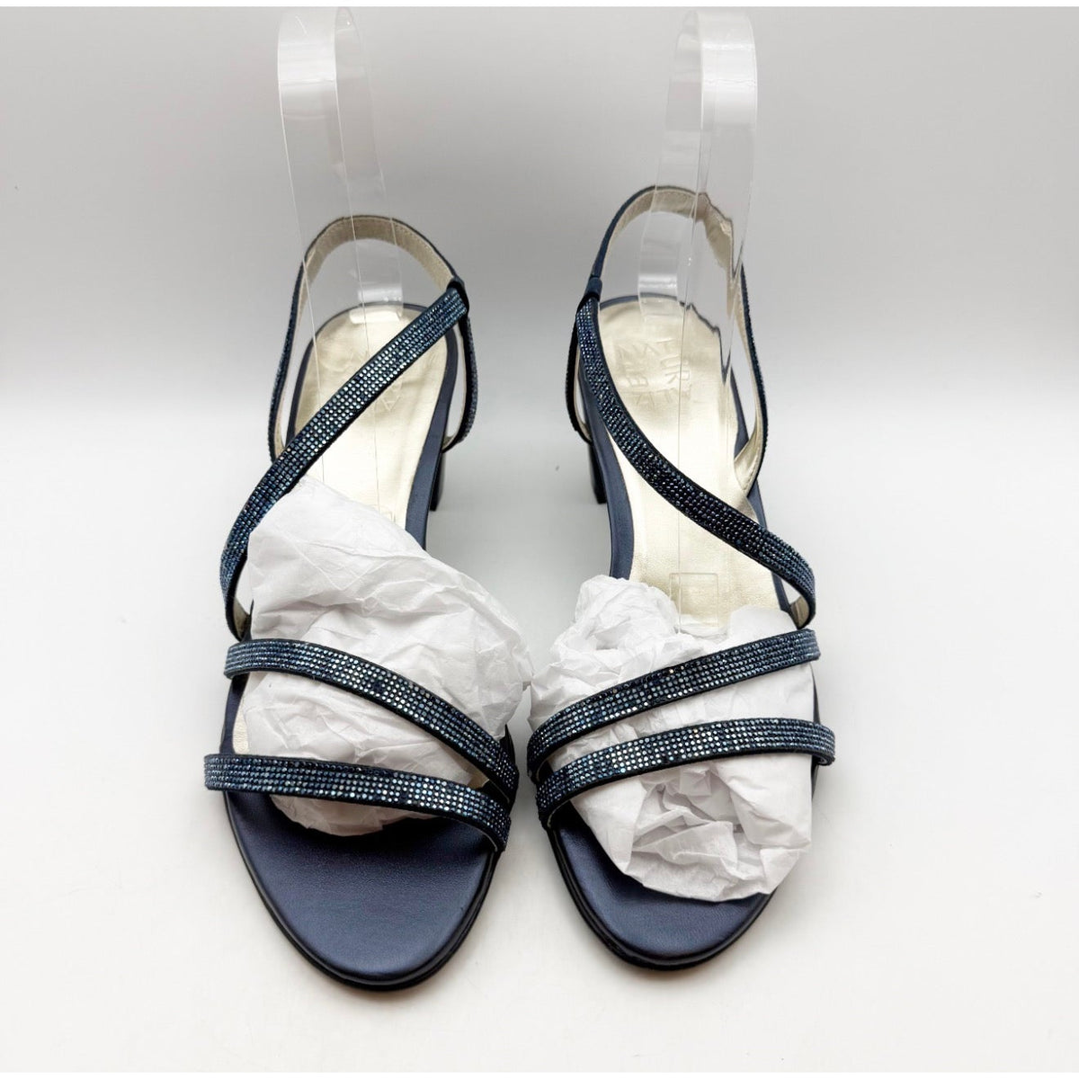 Naturalizer Womens Vanessa Heeled Sandals Size 10 Navy Blue Suede Rhinestone NIB