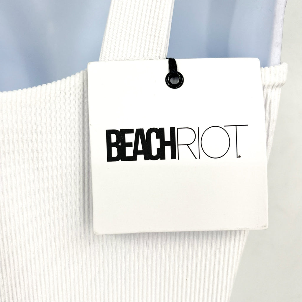 BEACH RIOT Womens Sydney One Piece Swimsuit Medium White Tie Strap NO BELT NWT