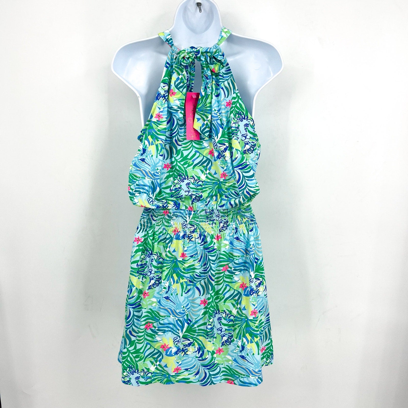 LILLY PULITZER Womens Shirelle Skirted Romper Small Green Blue Via Parigi NWT