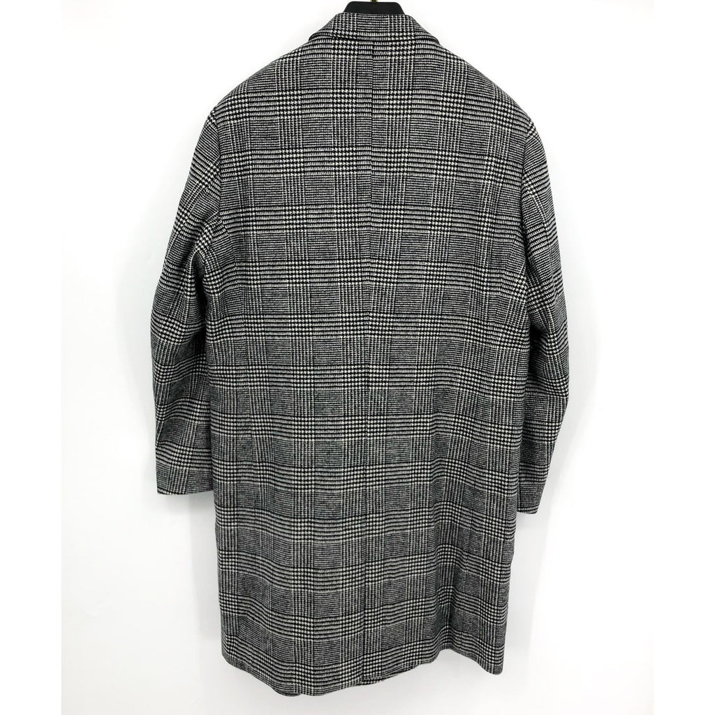 NORDSTROM Men's Glen Wool Blend Topcoat XL Black White Plaid XL NWT