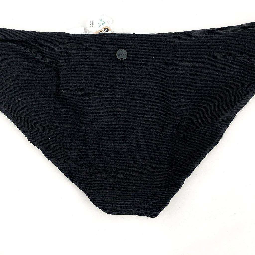 PRANA Women's Marta Bikini Bottom Large Black Ottoman Ribbed Fold Over Band NWT